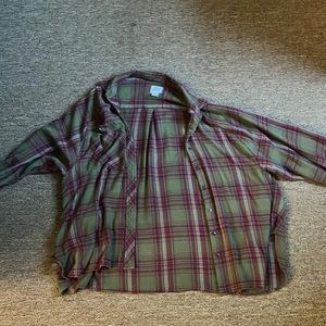 Flowy green + purple pull over + button up